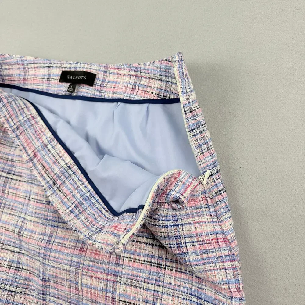 Talbots Pastel Tweed Mini Skirt Size 6 Lined Career